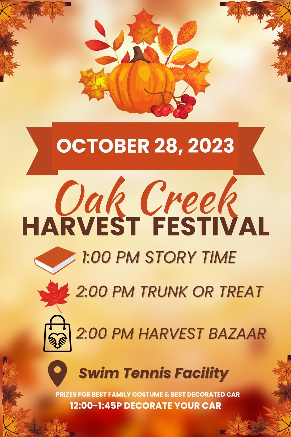 Save The Date: Oak Creek’s Harvest Festival 10/28/23 @1:00 PM
